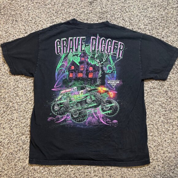 Grave Digger Race Team Black Graphic Tee Allstyle Size XL Monster Truck Design - Picture 2 of 6